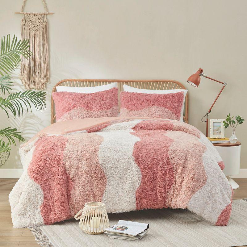 Intelligent Design Ombre Shaggy Faux Fur Comforter Set