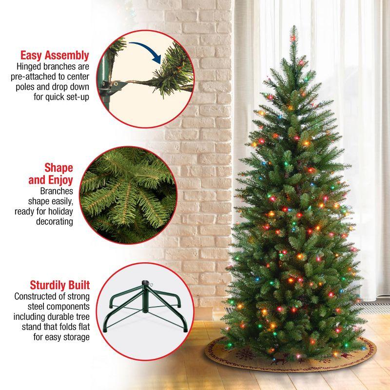 Prelit Pencil Slim Kingswood Fir Artificial Christmas Tree Multicolor Lights - National Tree Company