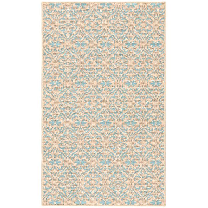 Natural Turquoise Geometric Synthetic 3' x 5' Area Rug