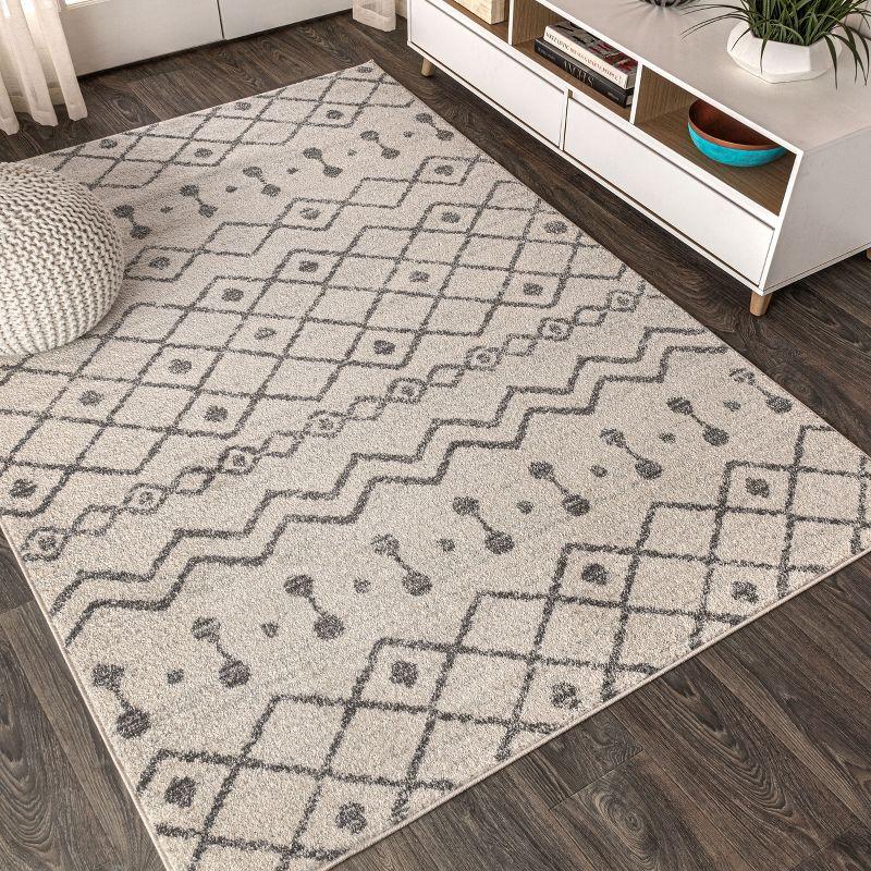 8'x10' Aksil Moroccan Beni Souk Area Rug, Cream/Gray - JONATHAN Y