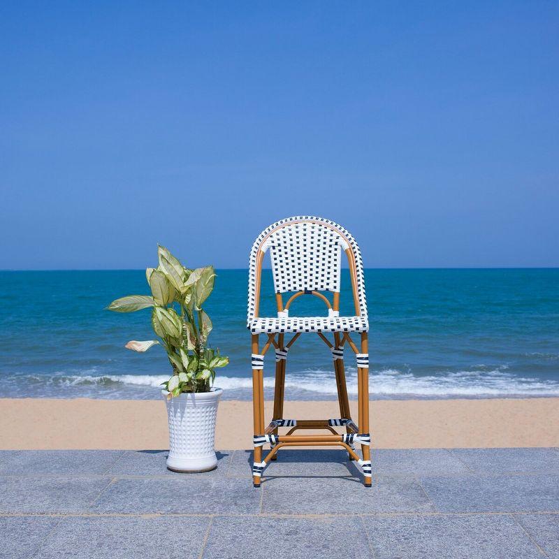 California Counter Stool - Indoor/Outdoor - PAT7532 - White/Navy - Safavieh