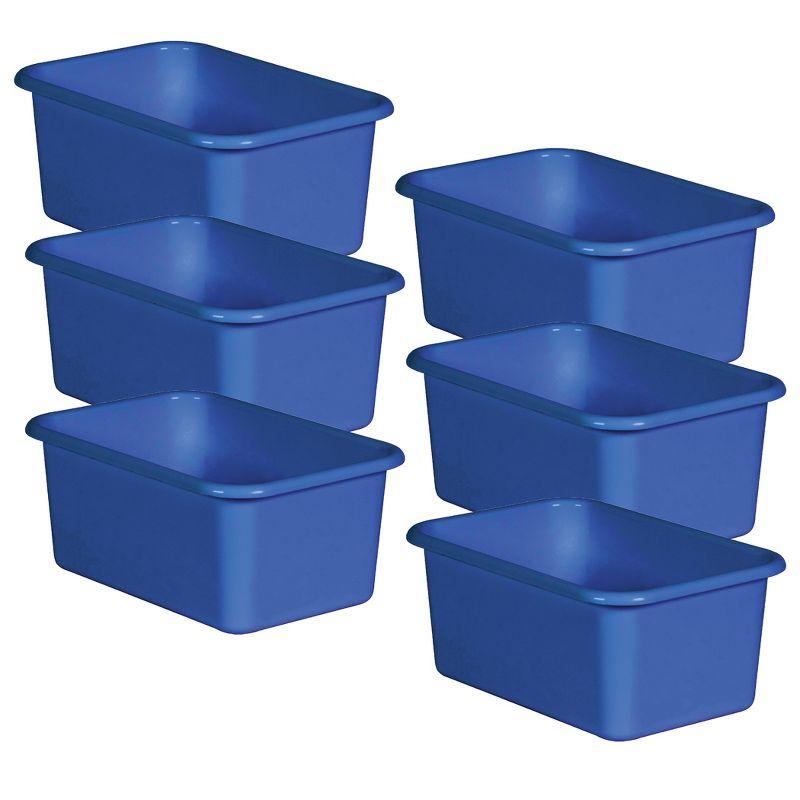 Blue Stackable Small Plastic Storage Bins, Pack of 6