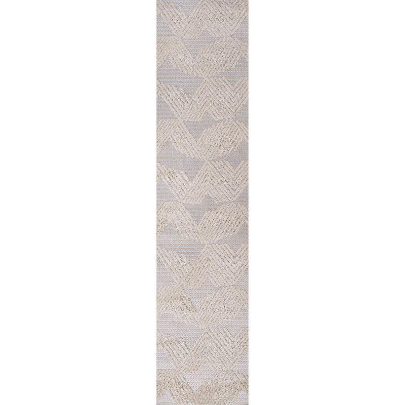 2'x10' Jazz High-Low Pile Art Deco Geometric Indoor/Outdoor Runner Rug, Beige - JONATHAN Y