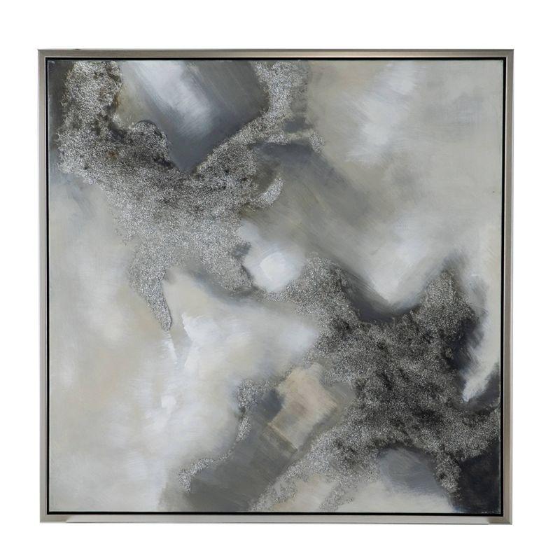 Stormy Skies 40" x 40" Abstract Canvas Wall Art with Silver Frame