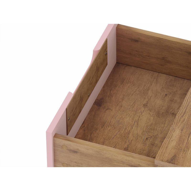 2.0 Rockefeller Nightstand Natural/Rose Pink - Manhattan Comfort: Modern MDF Bedside Storage with Metal Glides