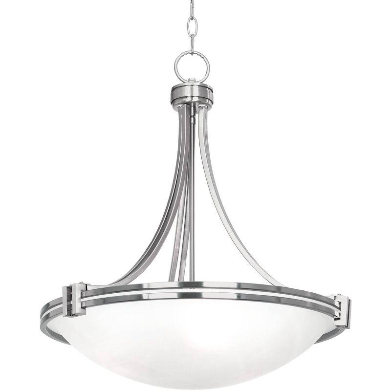 Brushed Nickel Pendant Chandelier with Marbled Glass Bowl