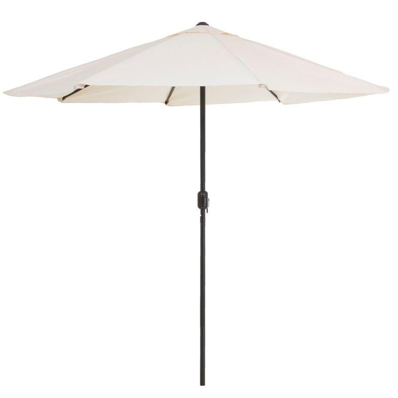 9' x 9' Aluminum Patio Umbrella with Auto Crank Tan - Pure Garden: Weather-Resistant, Wind Vent, No Tilt