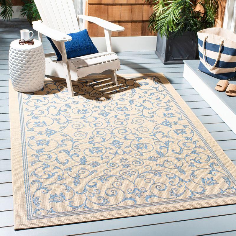 Courtyard CY2098 Power Loomed Indoor and Outdoor Area Rug - Natural/Blue - 5'3"x7'7" - Safavieh