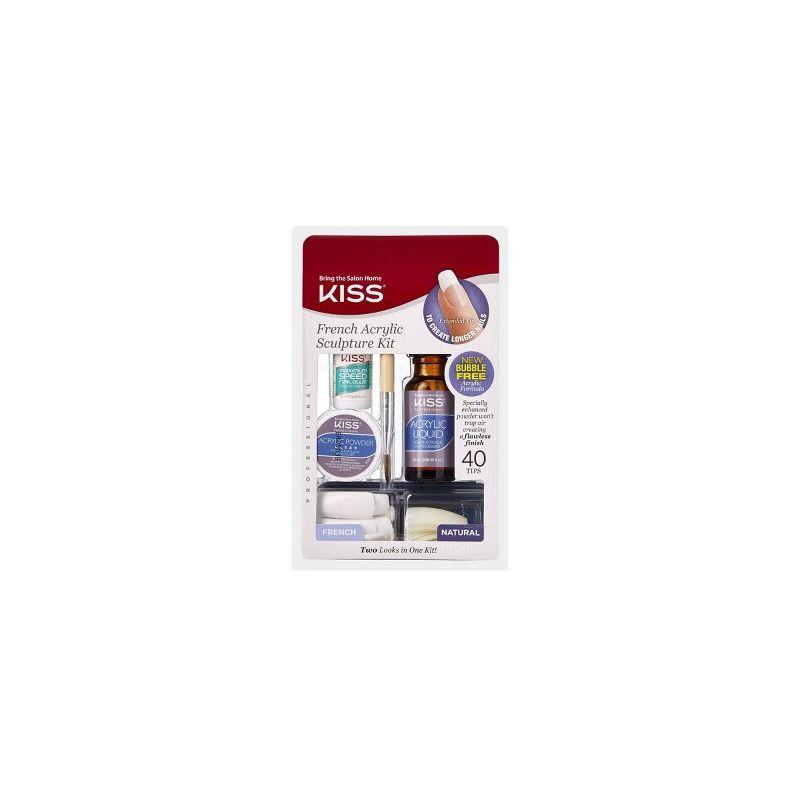 KISS Acrylic French Manicure Fake Nails Sculpture Kit - Natural - 40ct