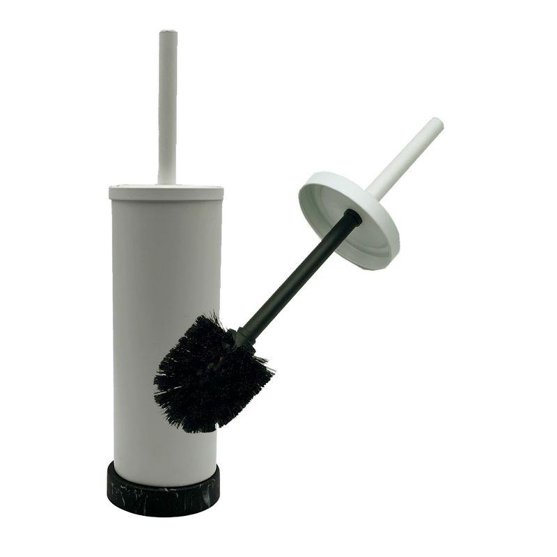 Cameo Toilet Bowl Cleaning Brush and Holder with Lid, Marble Base, 304 Stainless-Steel, Fingerprint-Proof, Rust Resistant, Heavy-Weight Base