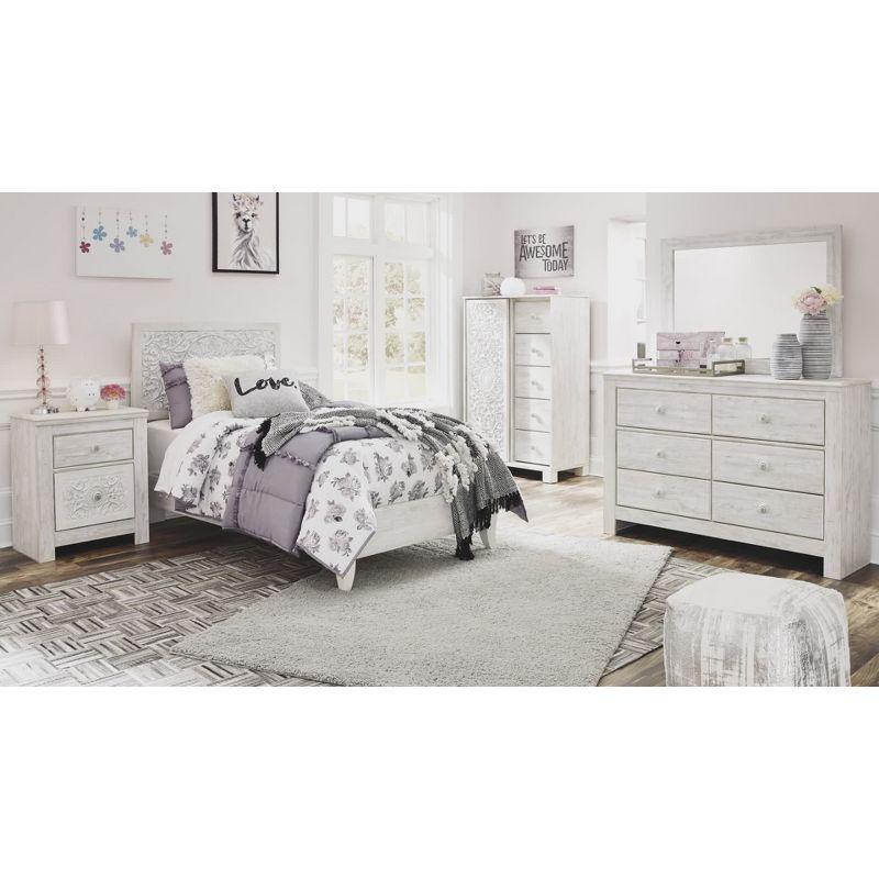 Paxberry Two Drawer Nightstand White Wash - Signature Design by Ashley: Traditional Style, USB Port, Storage Function