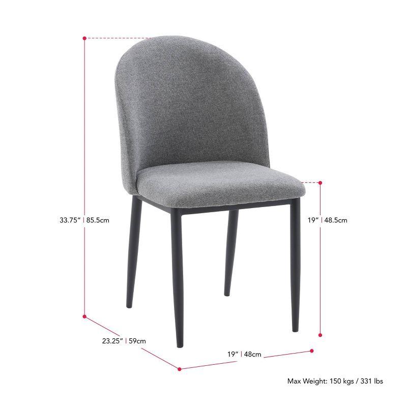 Nash Side Chair with Black Legs Gray - CorLiving: Mid-Century Design, Chenille Upholstery, Foam Support