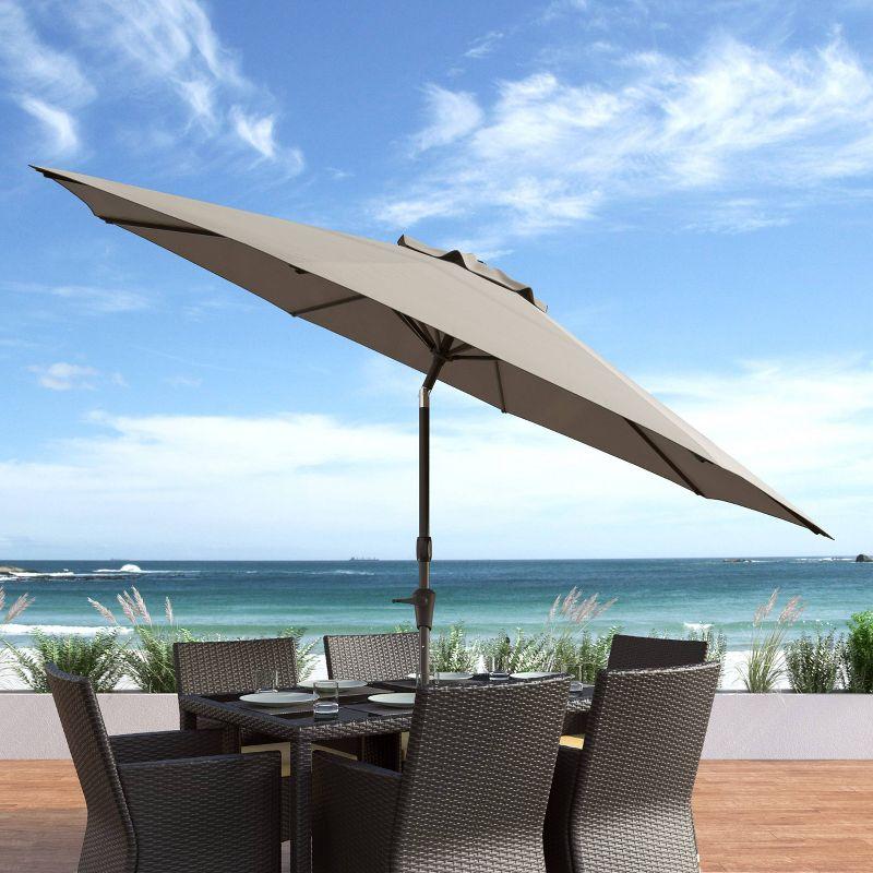 10ft Sand Gray Tilting Market Patio Umbrella with Steel Frame