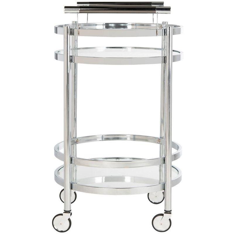 Sienna 2 Tier Round Bar Cart - BCT8001C - Chrome/Glass - Safavieh