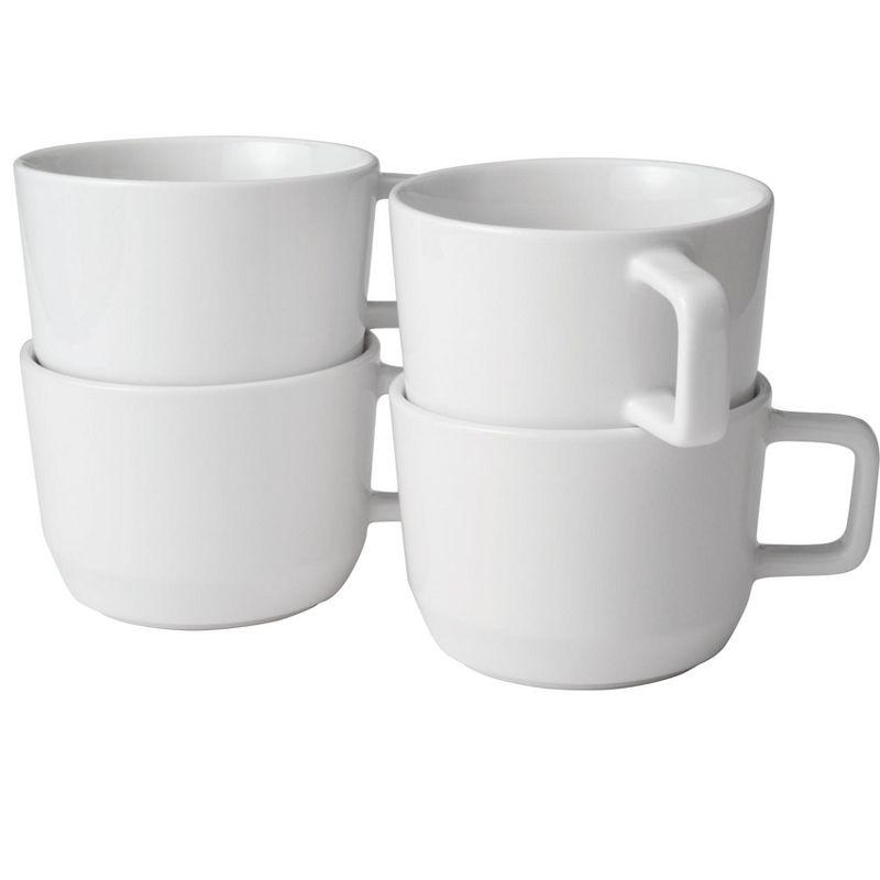 Austin White Ceramic 17.5-Ounce Stackable Coffee Mugs, Set of 4