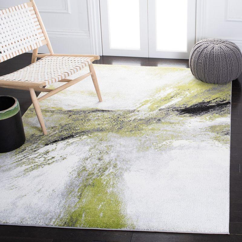 Gray Abstract Rectangular Synthetic Non-slip Area Rug