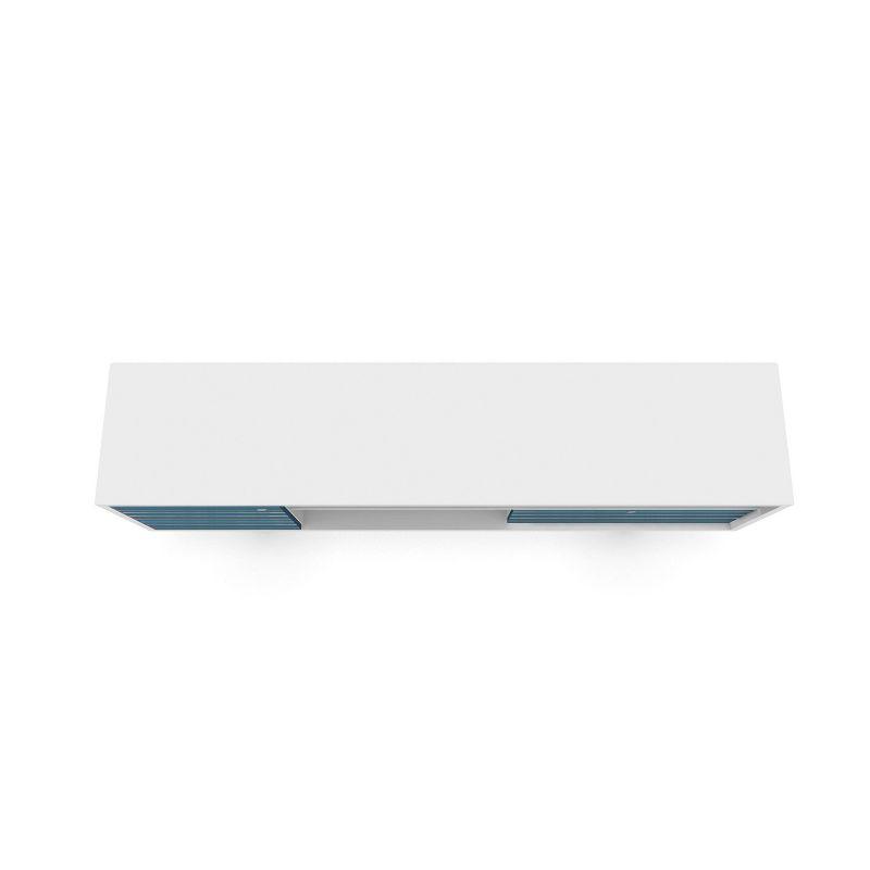 Liberty 3 Shelf and 1 Drawer TV Stand for TVs up to 65" White/Aqua Blue - Manhattan Comfort