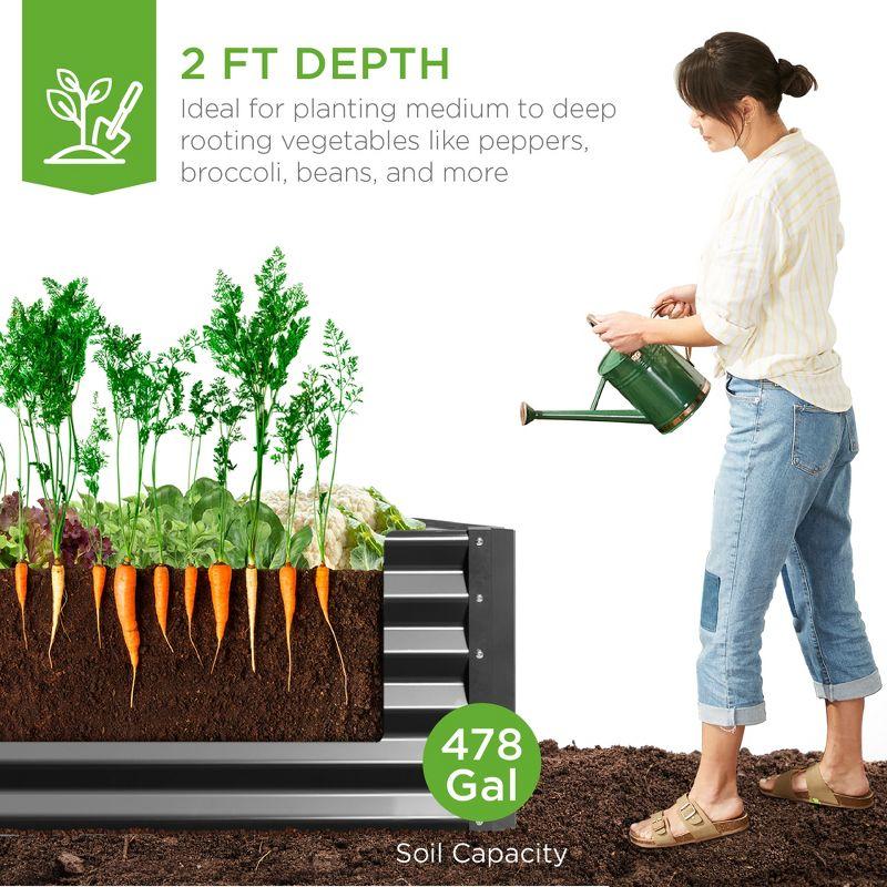 Best Choice Products 8x4x2ft Outdoor Metal Raised Garden Bed, Planter Box for Vegetables, Flowers, Herbs