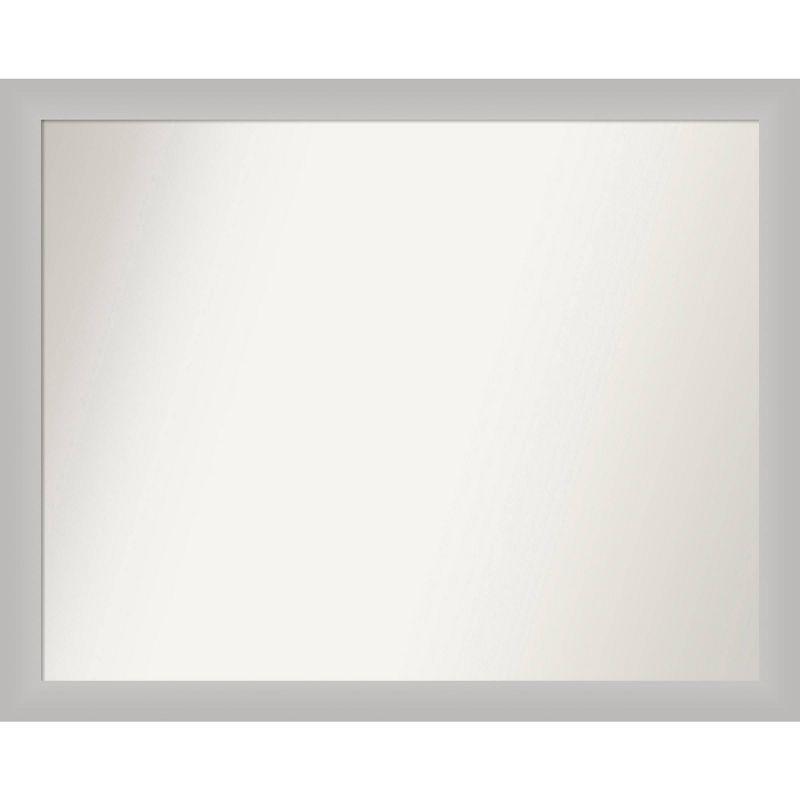 31" x 25" Non-Beveled Low Luster Wood Bathroom Wall Mirror Silver - Amanti Art
