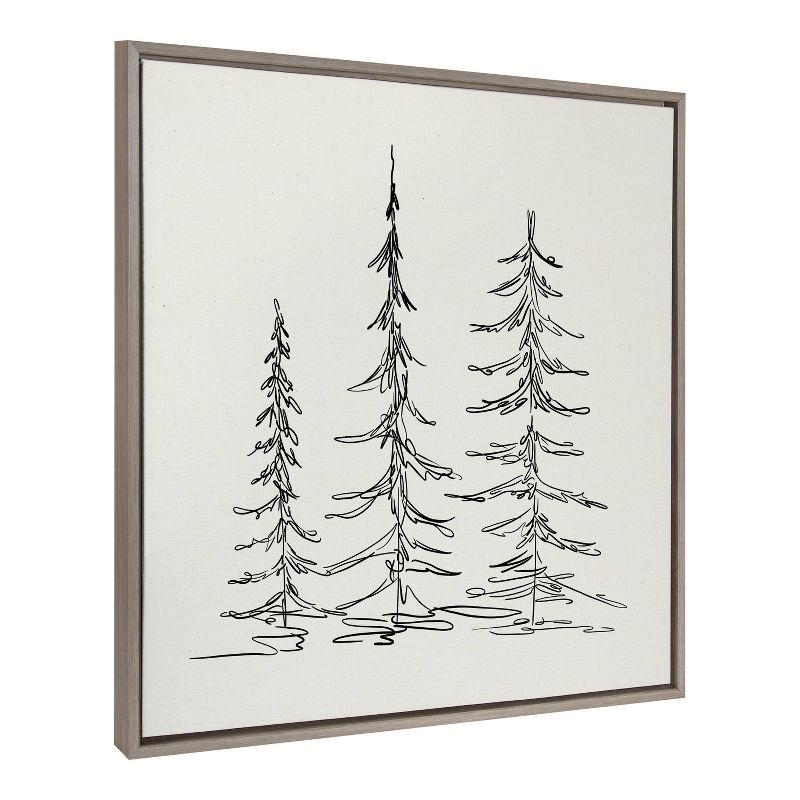 Sylvie Minimalist Evergreen Trees Sketch Framed Wall Canvas - Kate & Laurel All Things Decor