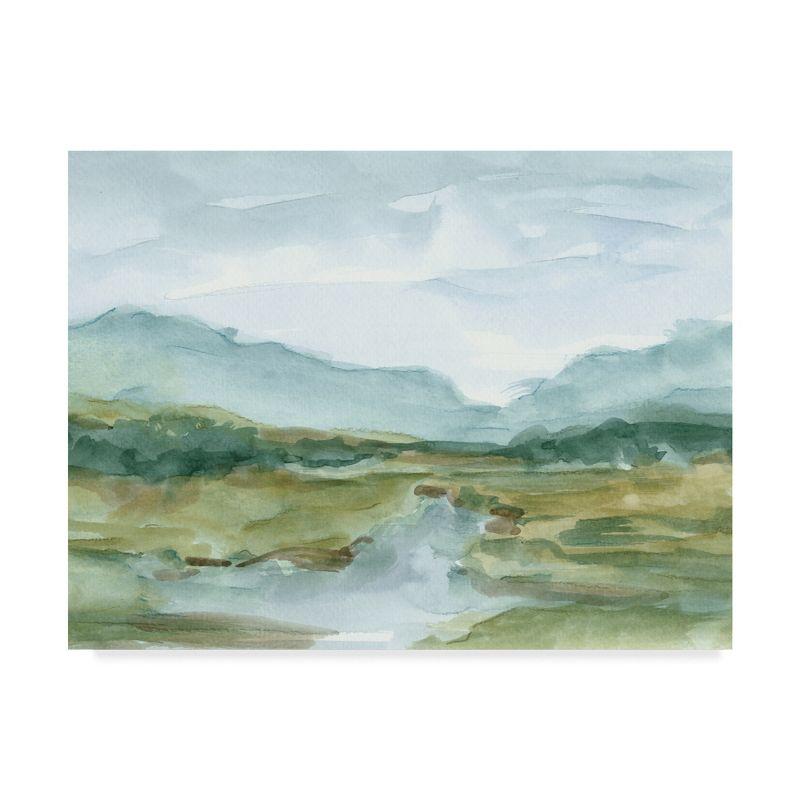 Large Green and White Watercolor Landscape Canvas Art