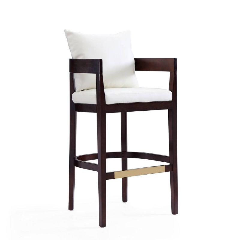 Ritz Upholstered Beech Wood Barstool Ivory - Manhattan Comfort: Gold Footrest, 30.5" Height, No Assembly Required