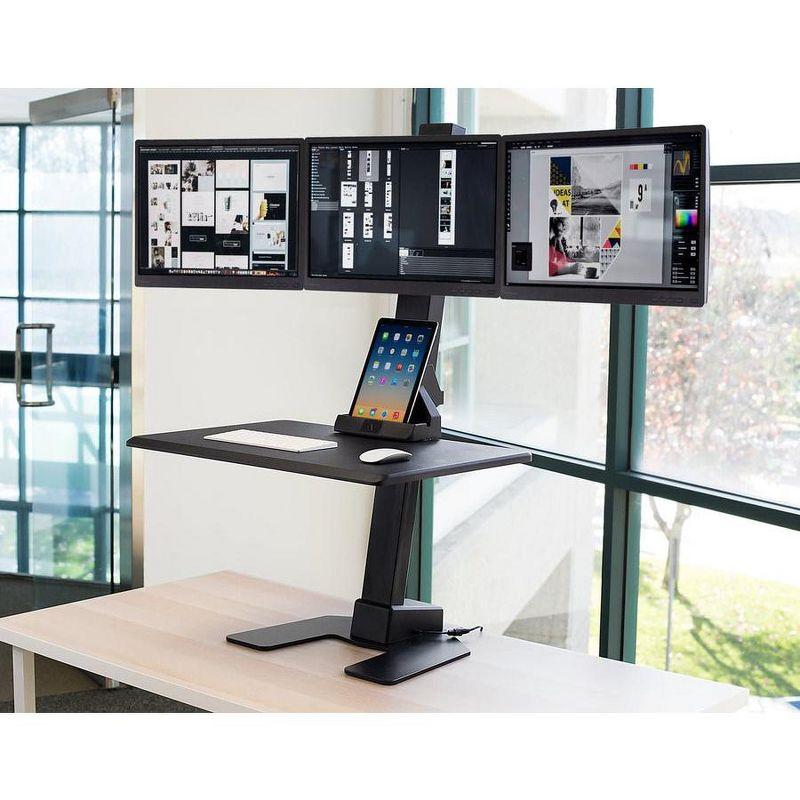 Electric Adjustable Triple Monitor Standing Desk Converter