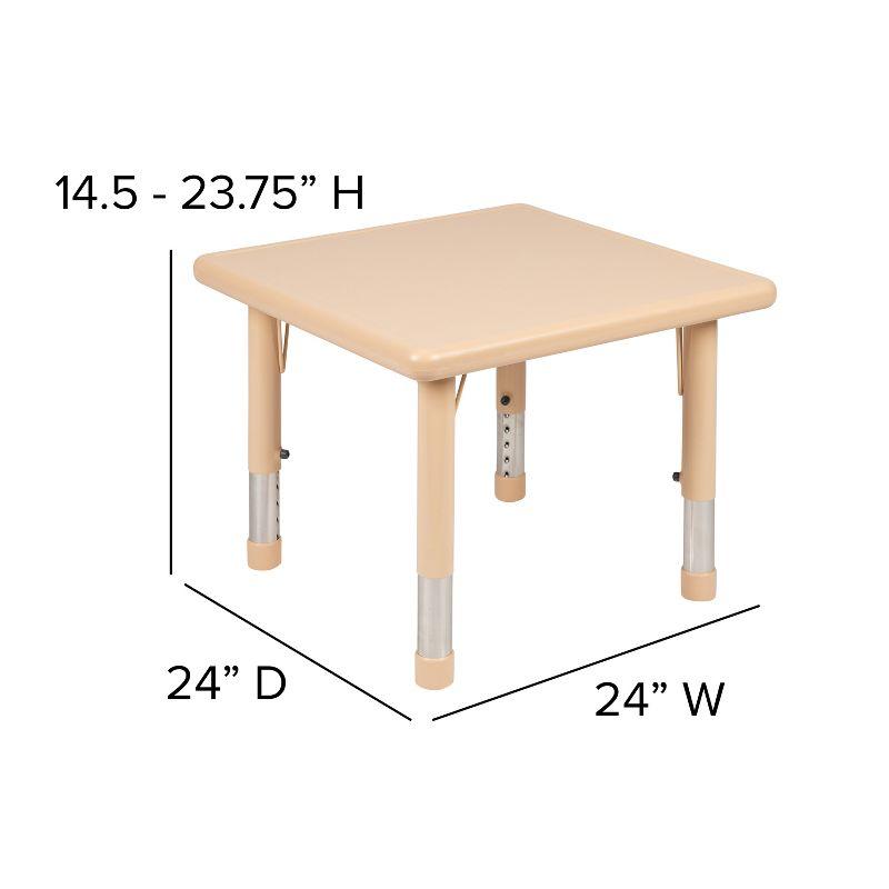 Goddard 24" Square Plastic Height Adjustable Activity Table - School Table for 4