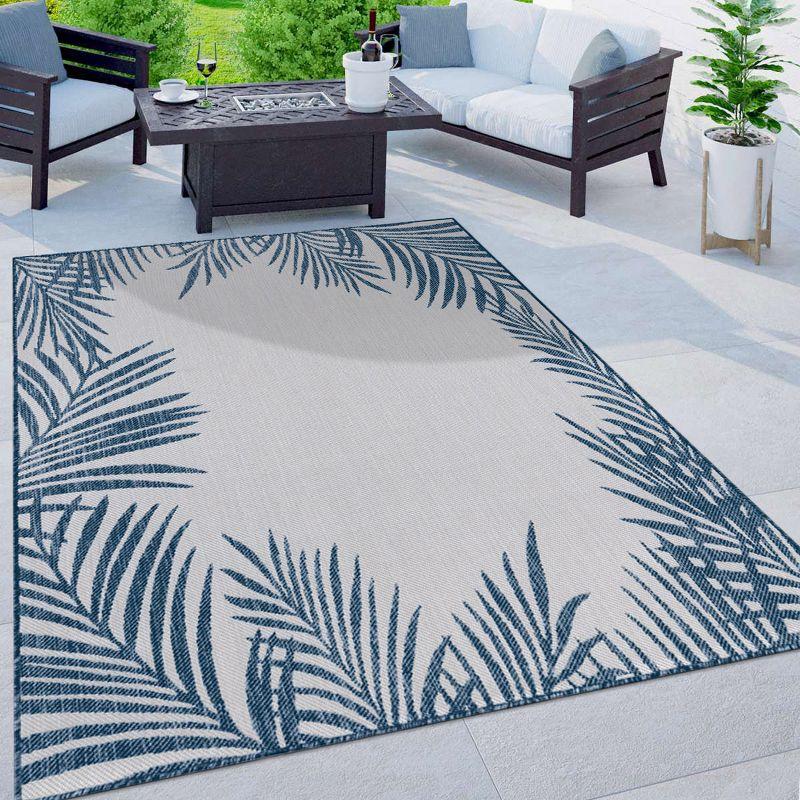 World Rug Gallery Tropical Floral Palm Leaves Textured Flat Weave Indoor/Outdoor Area Rug