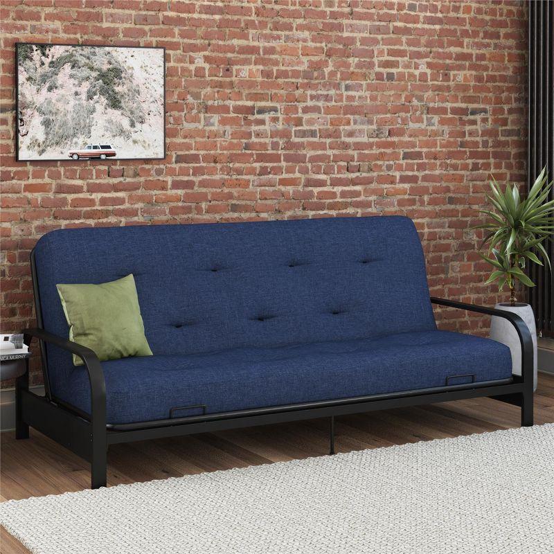 Indigo Blue Full Innerspring Futon Mattress with Linen Cover