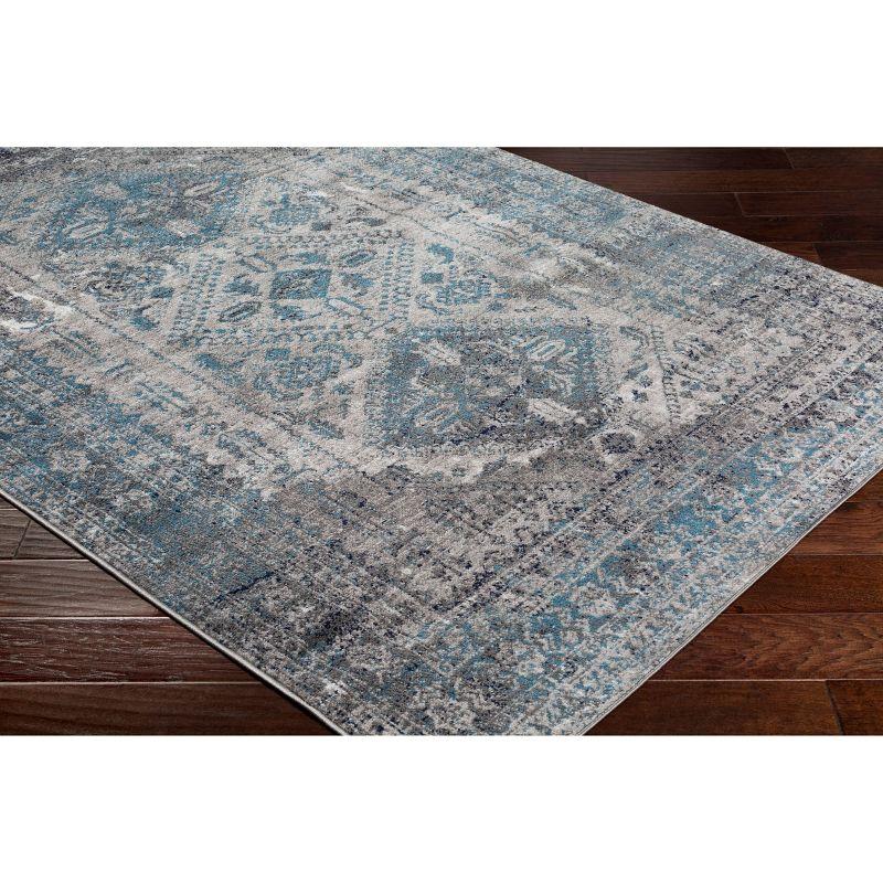 Elegant Gray 63'' Square Synthetic Area Rug with Stain-Resistant Finish