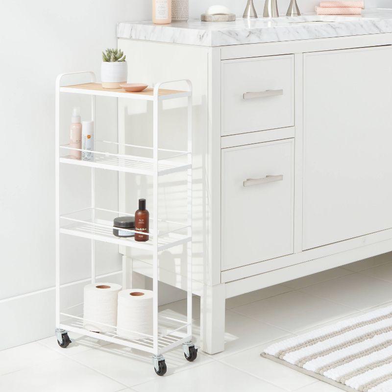 Skinny Storage Cart Matte White - Brightroom™: Iron Utility Cart, No Assembly, Narrow Profile