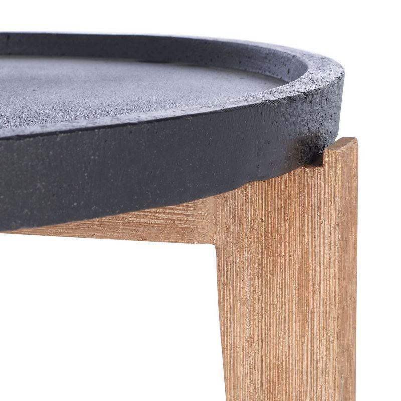 Valton Natural Acacia and Black Concrete Outdoor Side Table