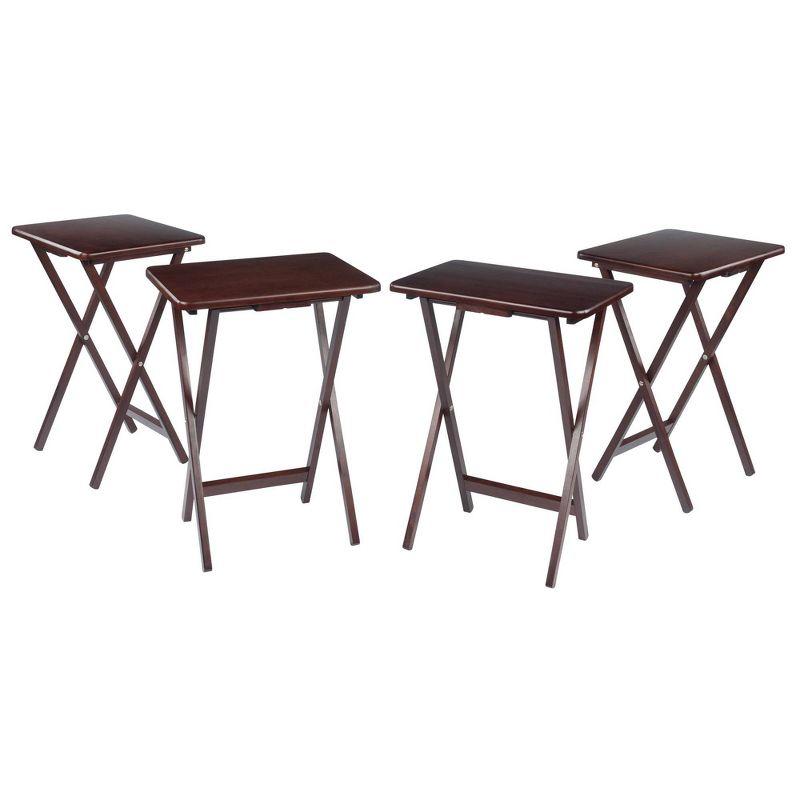 Walnut Foldable Snack Tables Set of 4