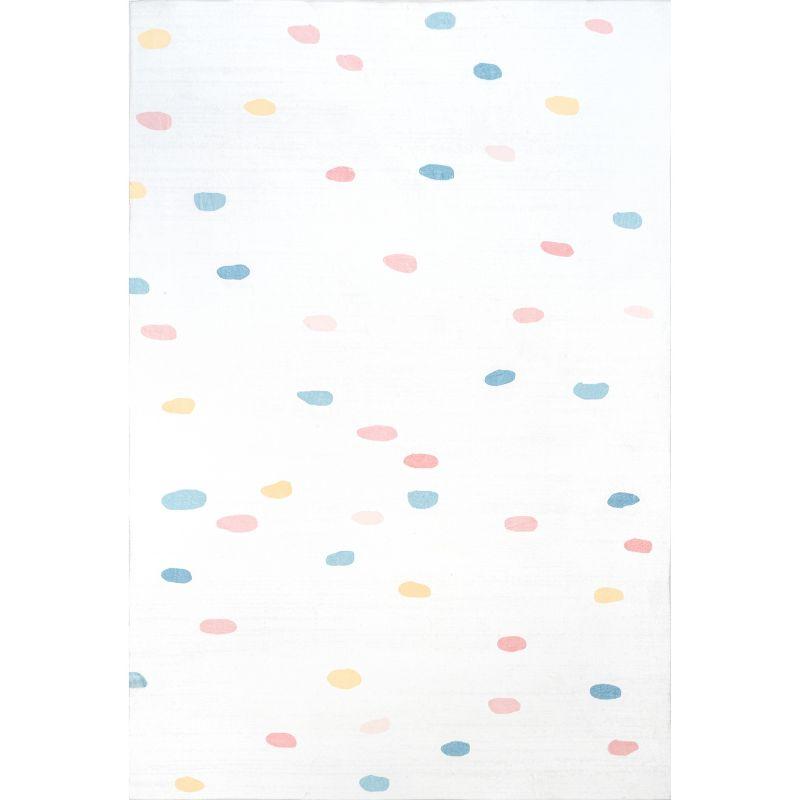 Playful Pastel Polka Dot 5' x 8' Synthetic Area Rug for Kids