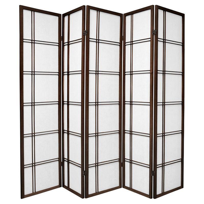 6 ft. Tall Walnut Shoji Screen with Double Cross Design