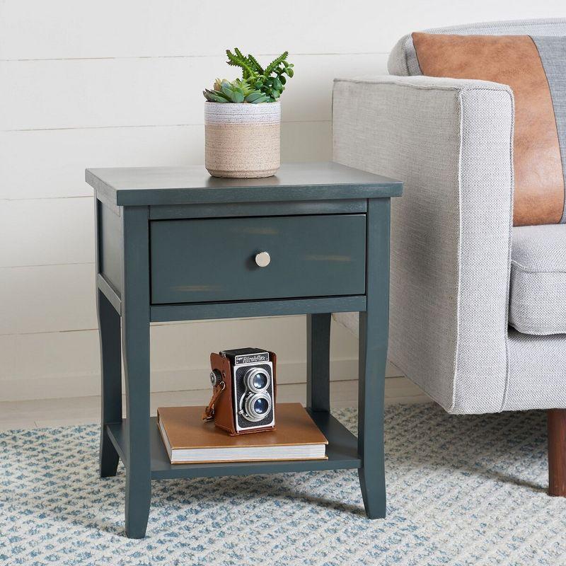 Coby Nightstand With Storage Drawer - AMH6616 - Dark Teal - Safavieh Couture