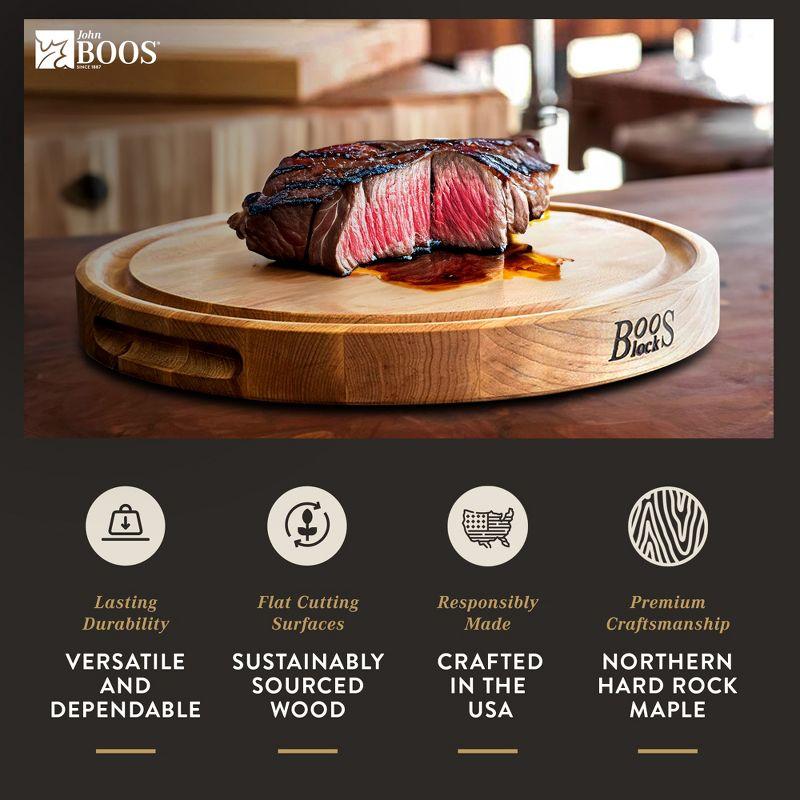 John Boos Chef's Collection Round Maple Cutting Board with Groove