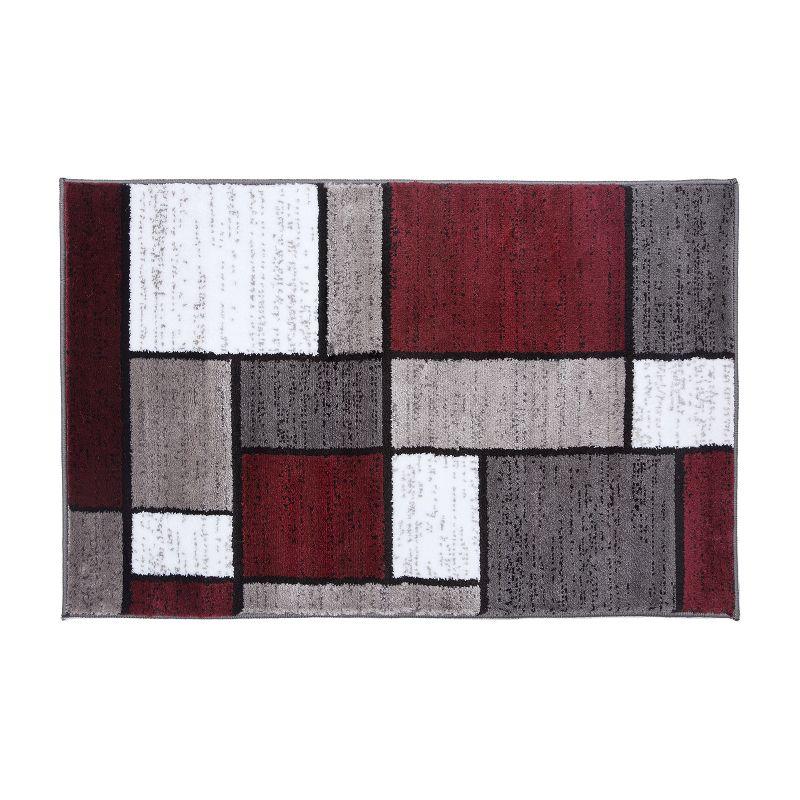 World Rug Gallery Contemporary Modern Boxed Color Block Red 2'x3' Area Rug