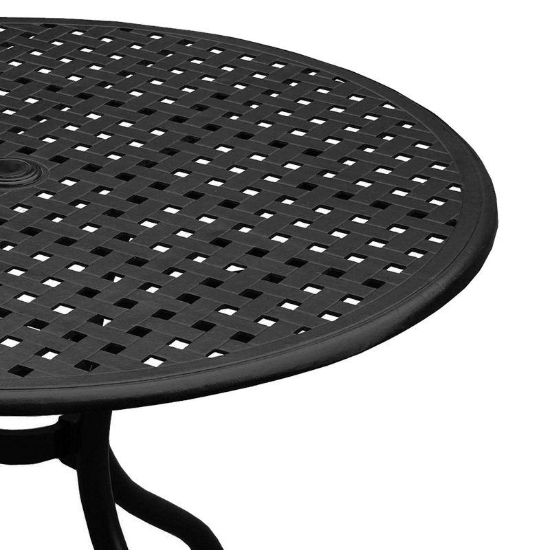 42" Modern Mesh Aluminum Round Patio Dining Table - Black - Oakland Living: UV & Weather-Resistant