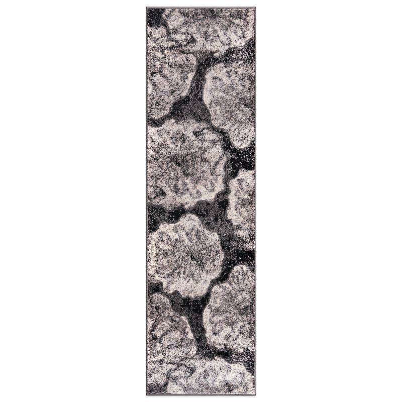 World Rug Gallery Contemporary Floral Design Area Rug - Black 2'x7'
