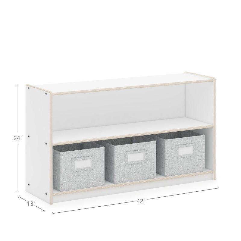 PlayBright Kids White 2-Cube Storage Organizer with Fabric Bins