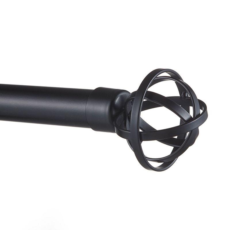 Matte Black Adjustable Curtain Rod with Geometric Finials