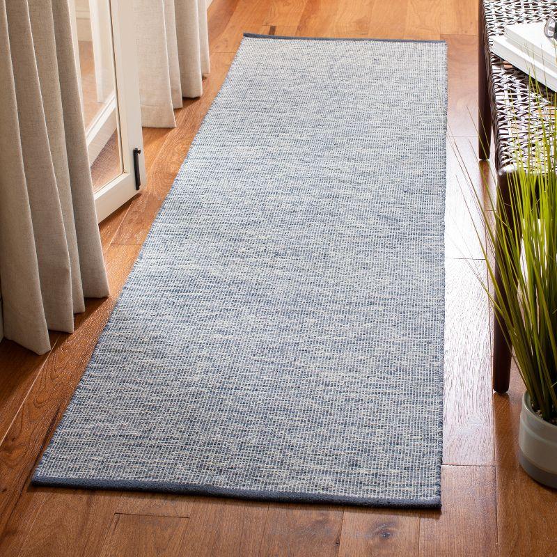 Montauk Navy Blue Handwoven Cotton Runner Rug