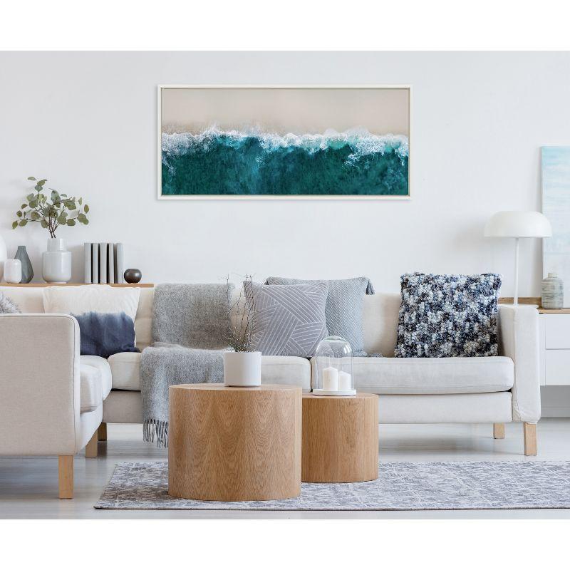 Sylvie 18" x 40" White Framed Canvas Ocean Print