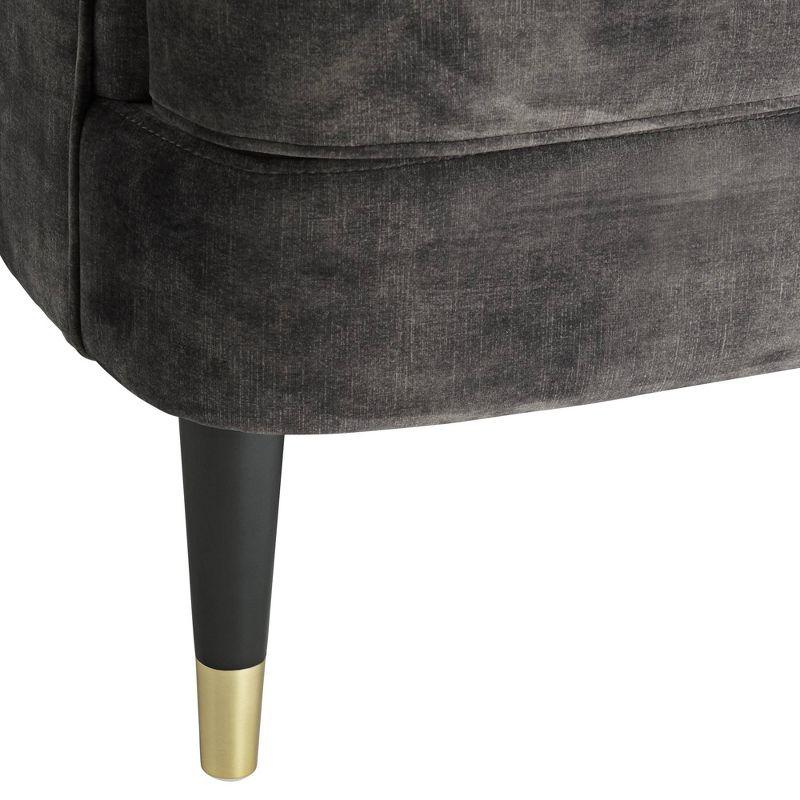 55 Downing Street Austen Charcoal Gray Velvet Tufted Armchair with Pillow