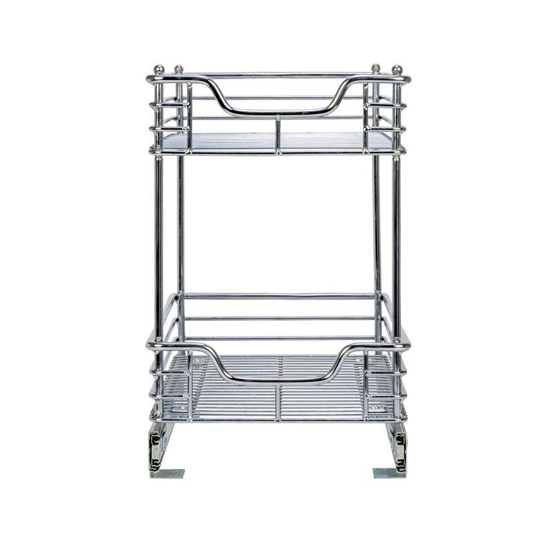 Glidez Multipurpose Chrome-Plated Steel Pull-Out/Slide-Out Storage Organizer for Under Cabinet Use - 2-Tier Design - Chrome