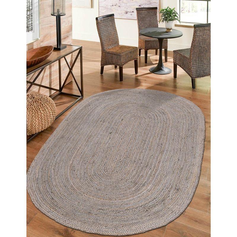 Handmade Gray Braided Oval 8' x 10' Reversible Rug