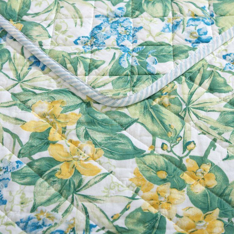 Tommy Bahama Paradise Point Cotton Reversible Green Quilt Set