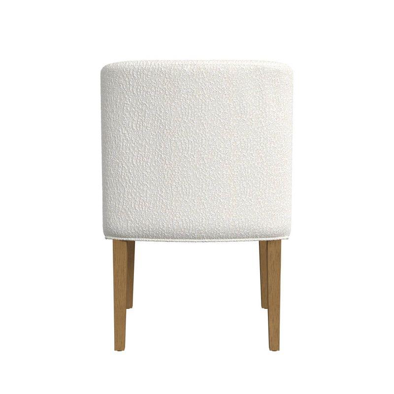 Cream Boucle Upholstered Low Side Chair with Wood Legs